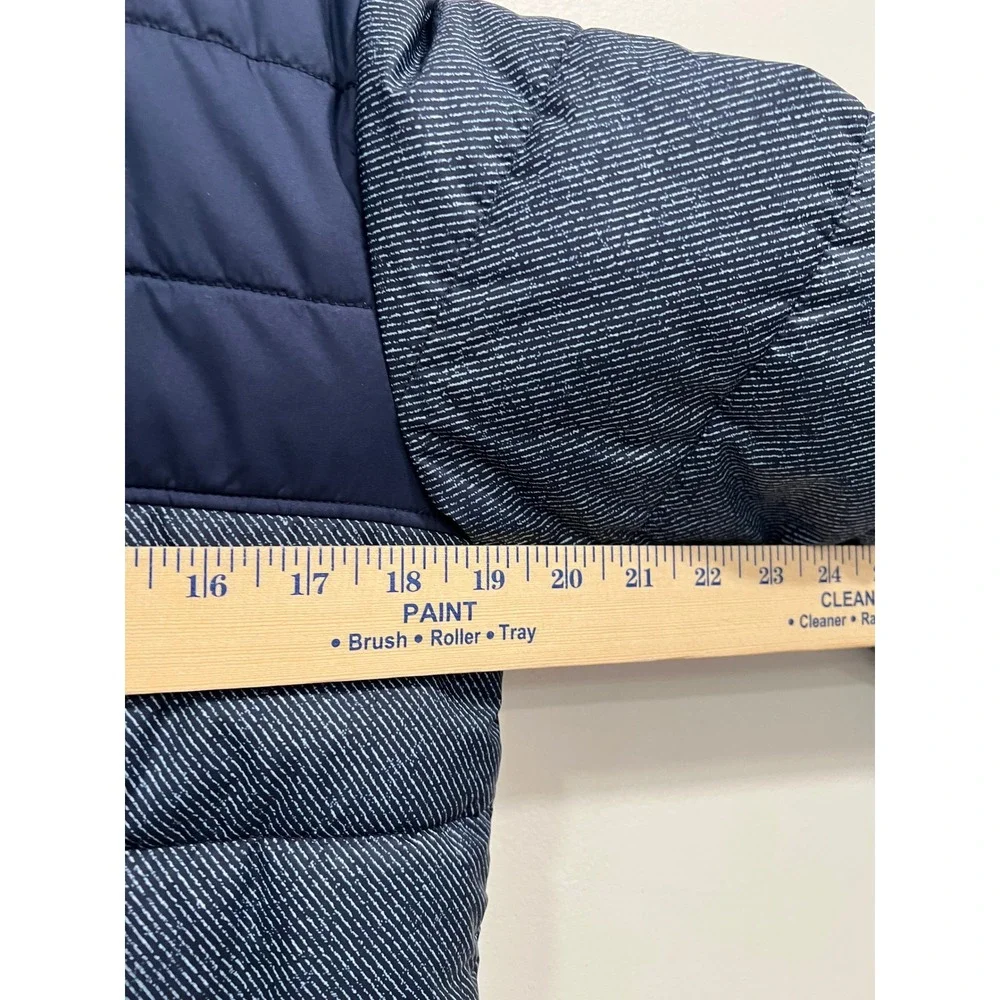 The North Face Puffer Jacket Boys Large Navy Blue Reversible Fleece Brown